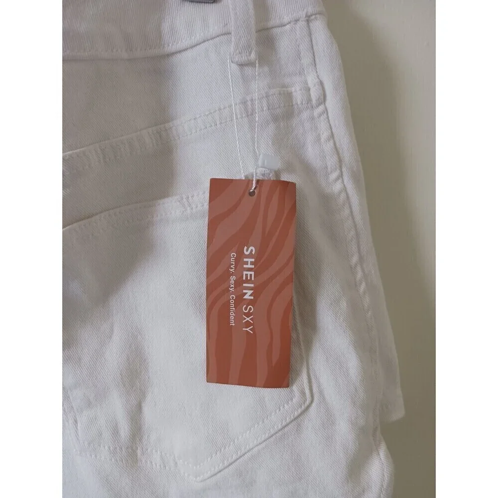 NWT Shein Skort SXY Curve Denim Side Zip Casual Ivory Size 3XL‎